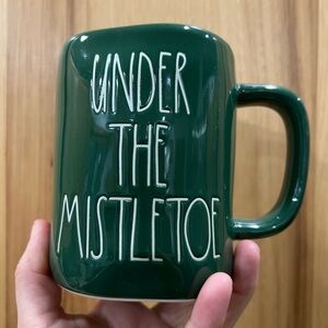 Rae Dunn Green "Under The Mistletoe" Ceramic Mug
